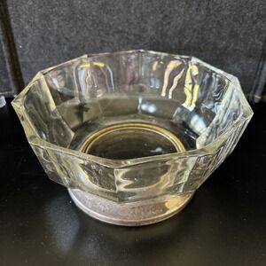 VTG Fine Crystal Bowl with Silver Plated Base Beautiful Patina, Made in Italy 9"